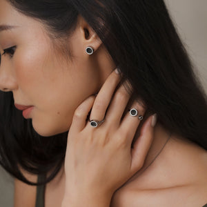 ETERNITY 緣 Earring Studs in Black Jade