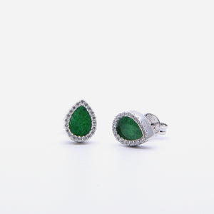 AQUA 水 Earring Studs in Green Jade