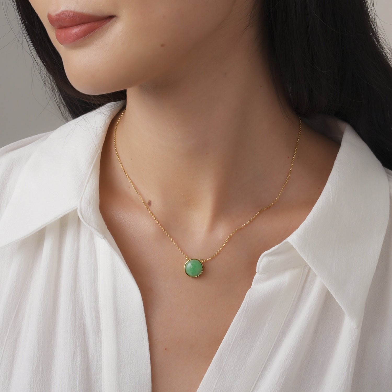 EDEN 悅 Necklace in Apple Green Jade