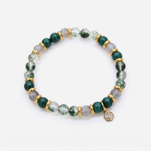 Malachite Moonstone Green Phantom Beaded Bracelet