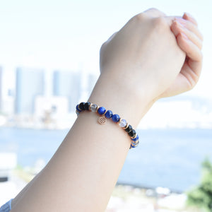 Kyanite Moonstone Black Obsidian Beaded Bracelet