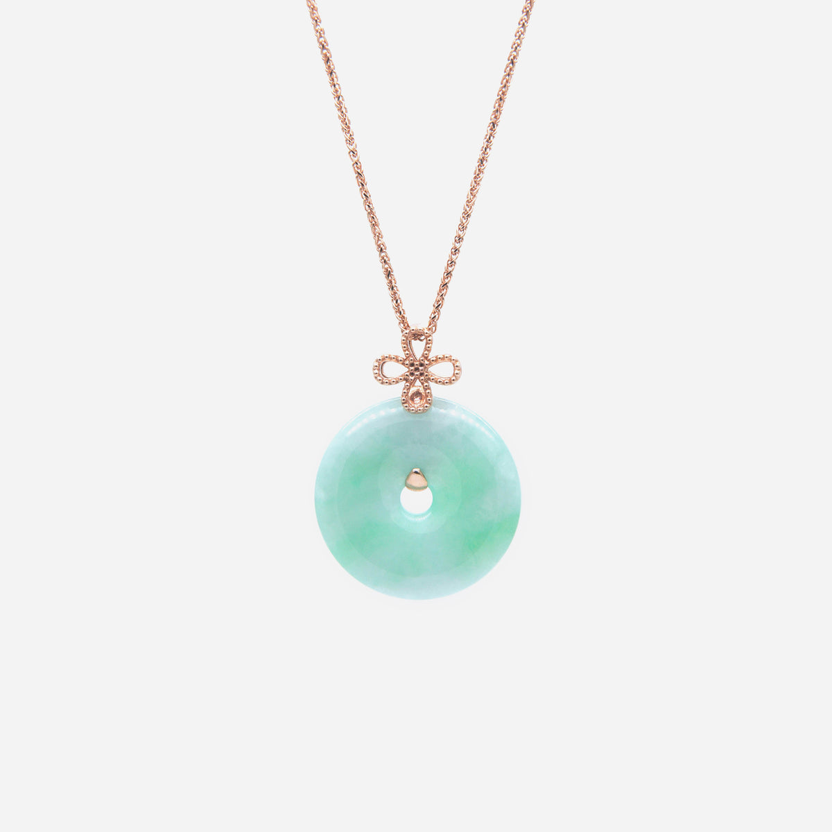 AURUM 金 18K Pendant in Apple Green Jade in Rose Gold