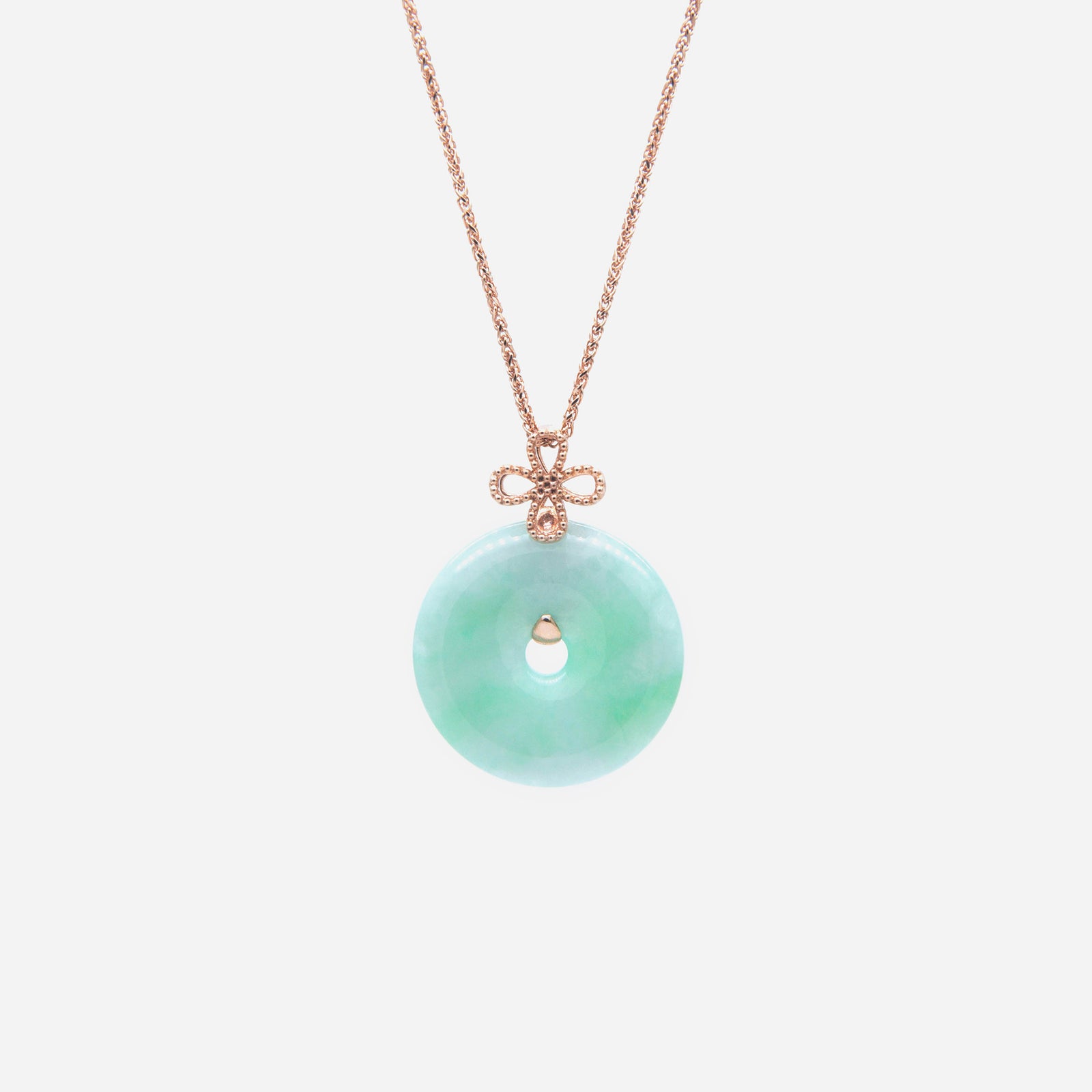 AURUM 金 18K Pendant in Apple Green Jade in Rose Gold