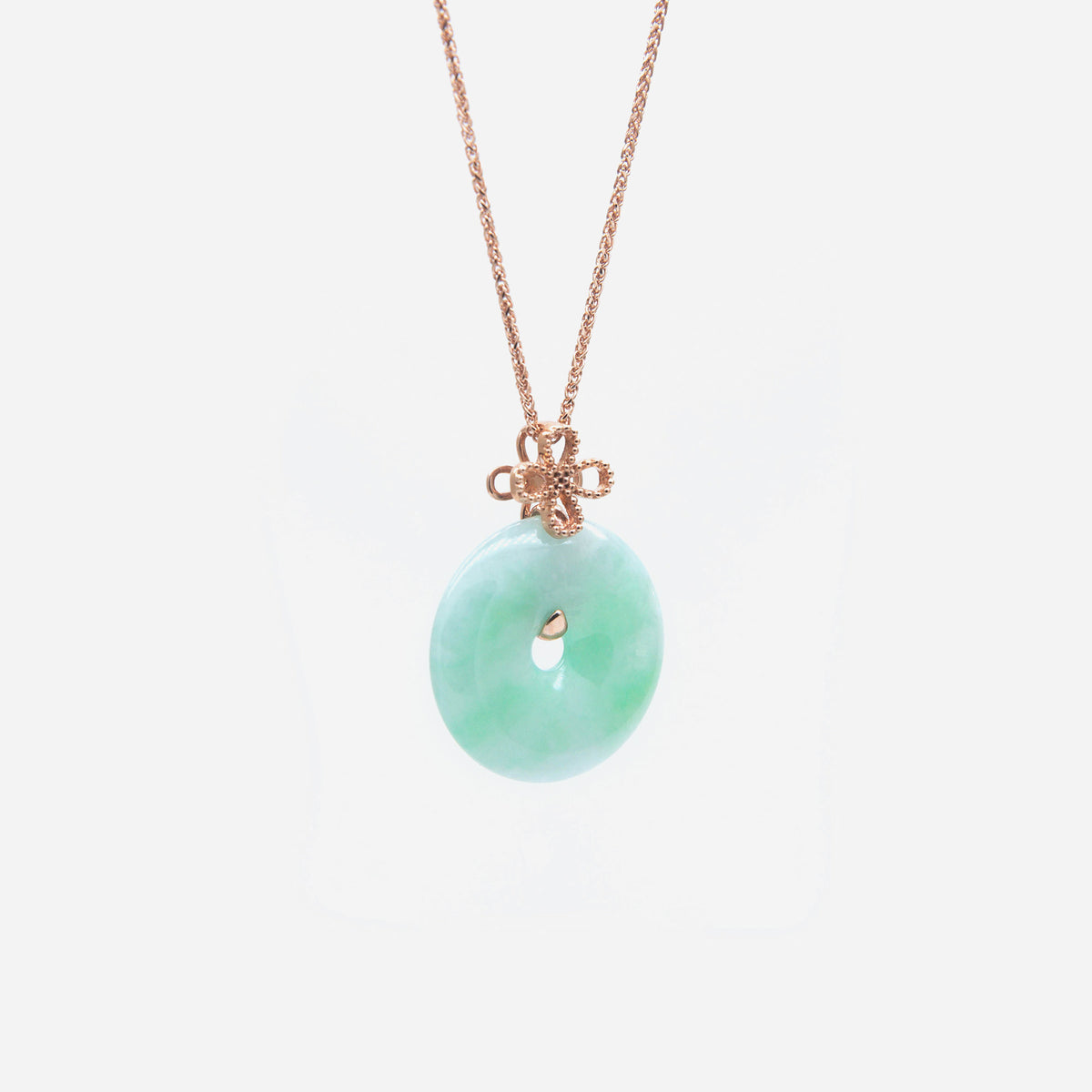 AURUM 金 18K Pendant in Apple Green Jade in Rose Gold
