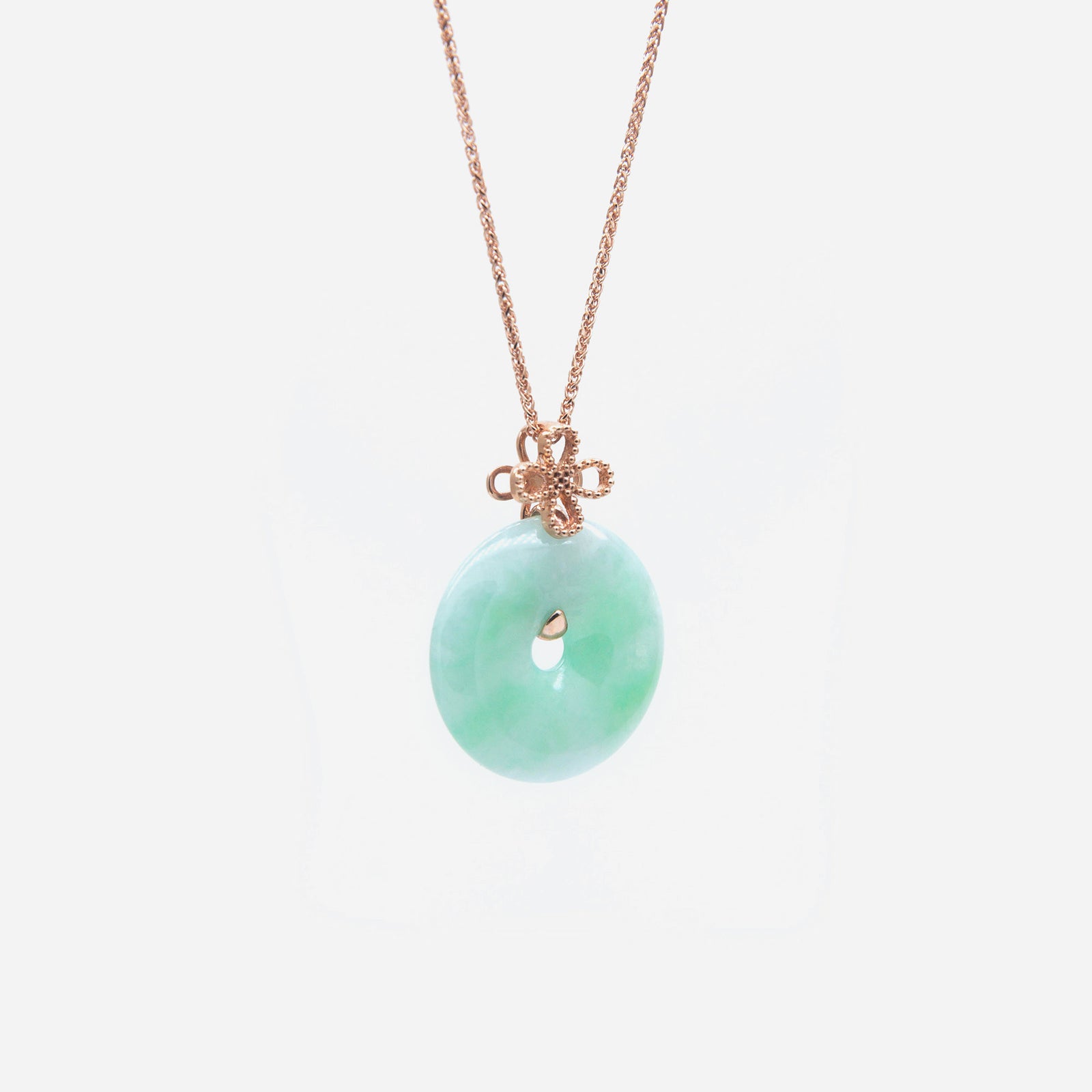 AURUM 金 18K Pendant in Apple Green Jade in Rose Gold