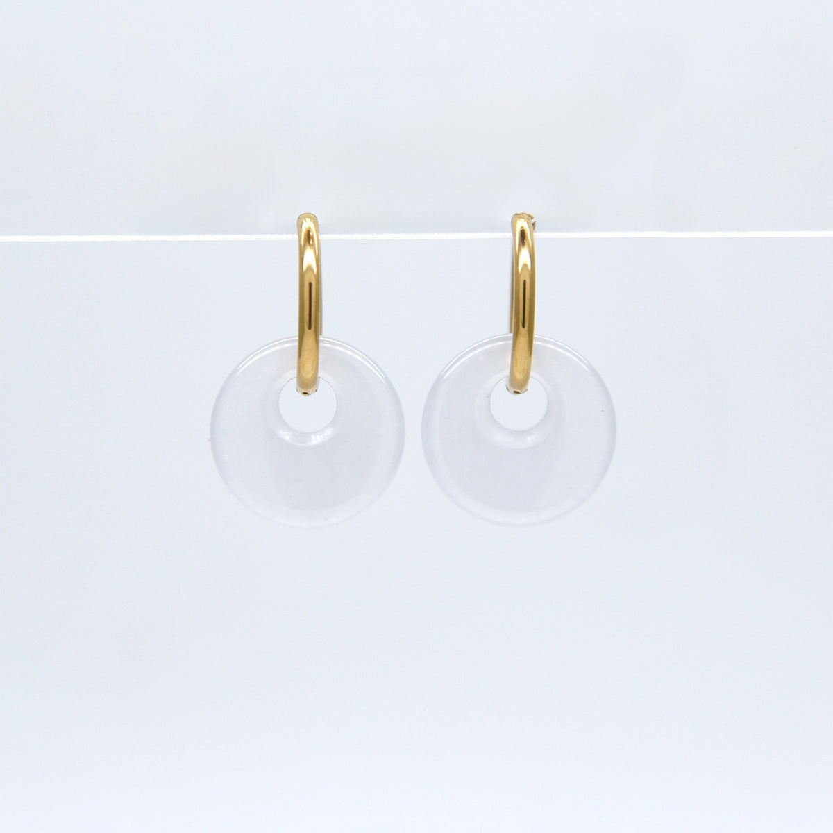 CONCEPT Hoop Earrings in Ice White Jade