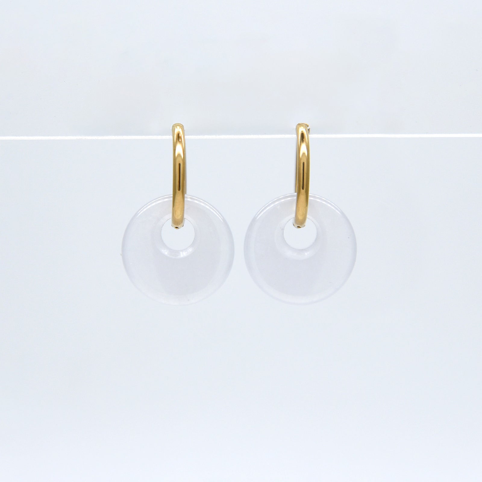 CONCEPT Hoop Earrings in Ice White Jade