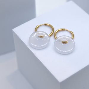 CONCEPT Hoop Earrings in Ice White Jade