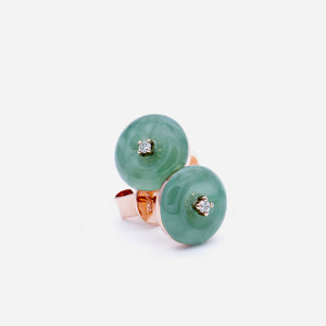AURUM 金 18K Earring Studs in Light Green Jade