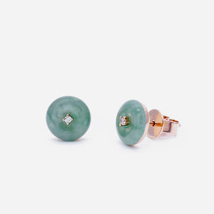 AURUM 金 18K Earring Studs in Light Green Jade