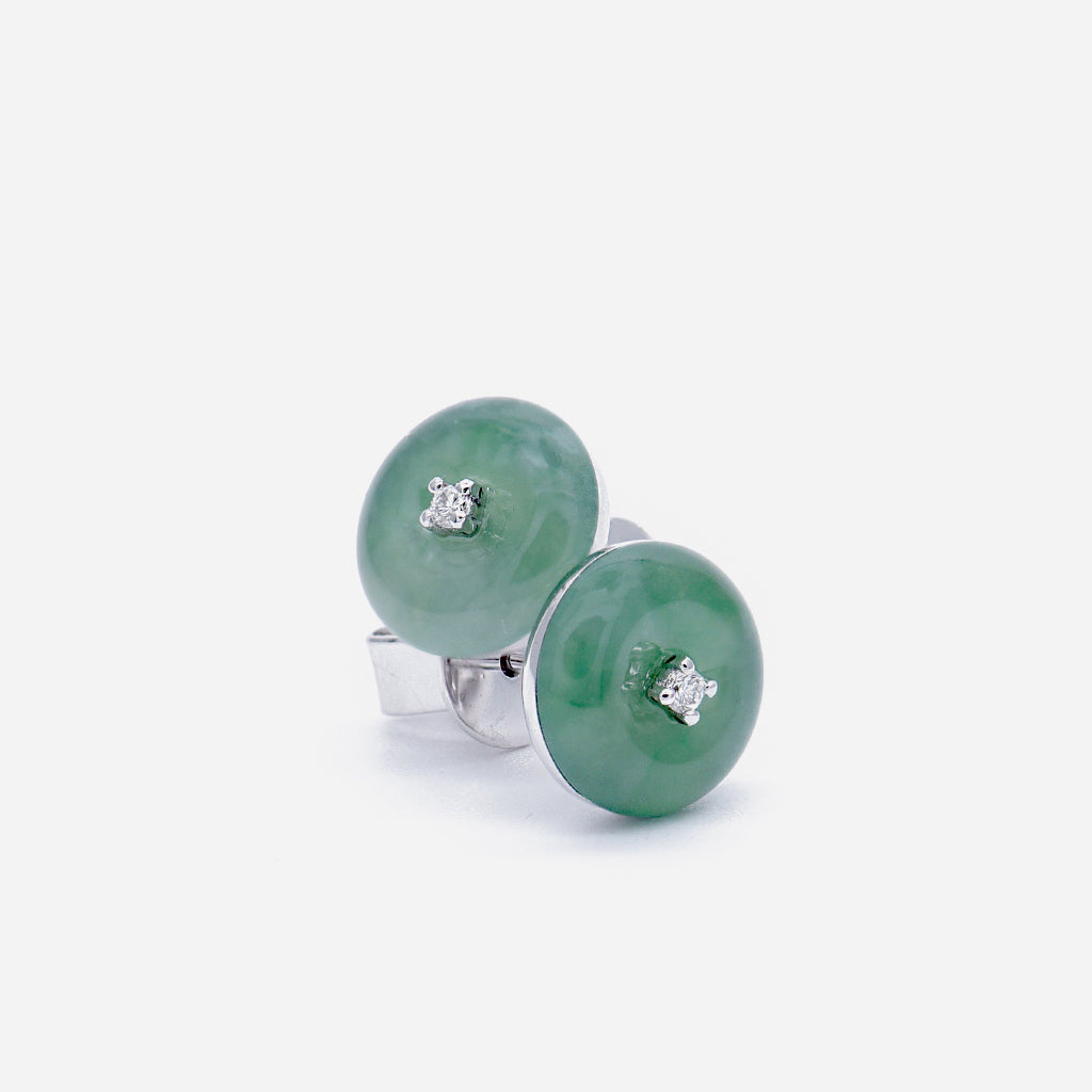 AURUM 金 18K Earring Studs in Light Green Jade