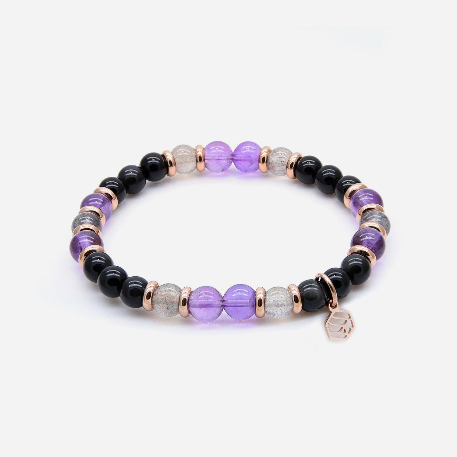 Certified Amethyst 8mm Bracelet With Lava Stone– Imeora