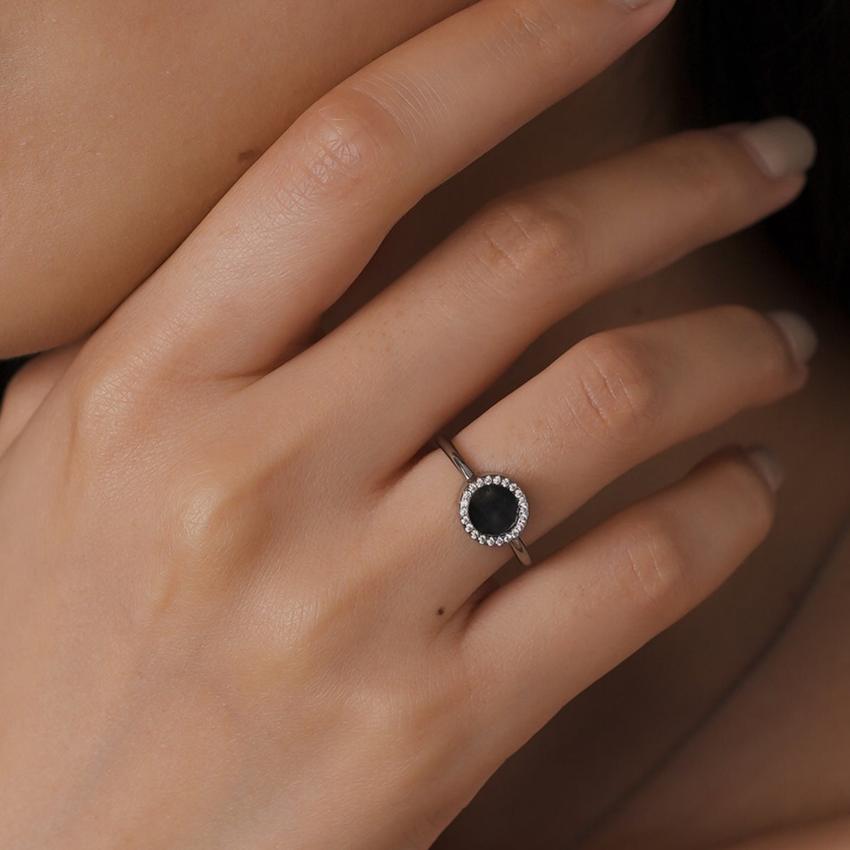 ETERNITY 緣 Small Ring in Black Jade