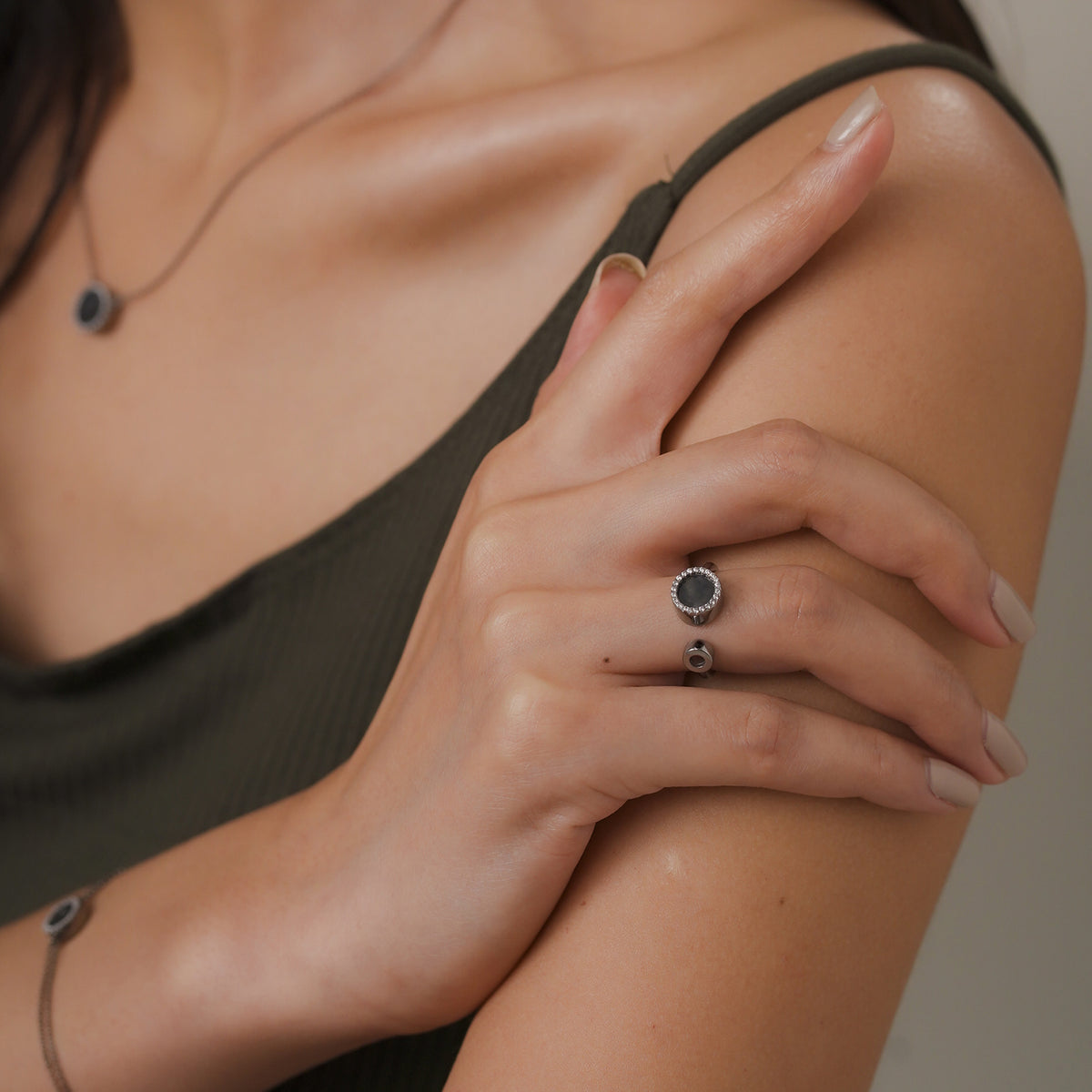 ETERNITY 緣 Open Ring in Black Jade