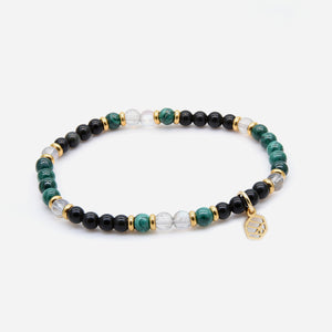 4mm Malachite Moonstone Black Obsidian Beaded Bracelet