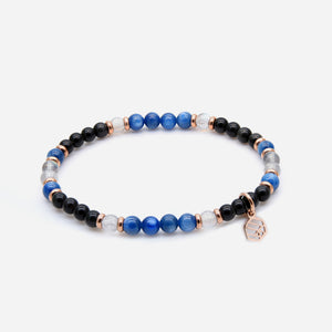 4mm Kyanite Moonstone Black Obsidian Beaded Bracelet