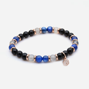 Kyanite Moonstone Black Obsidian Beaded Bracelet