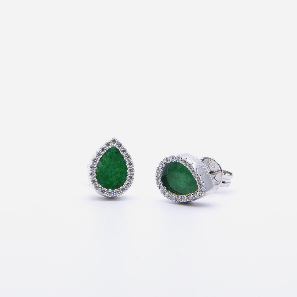 AQUA 水 Earring Studs in Green Jade