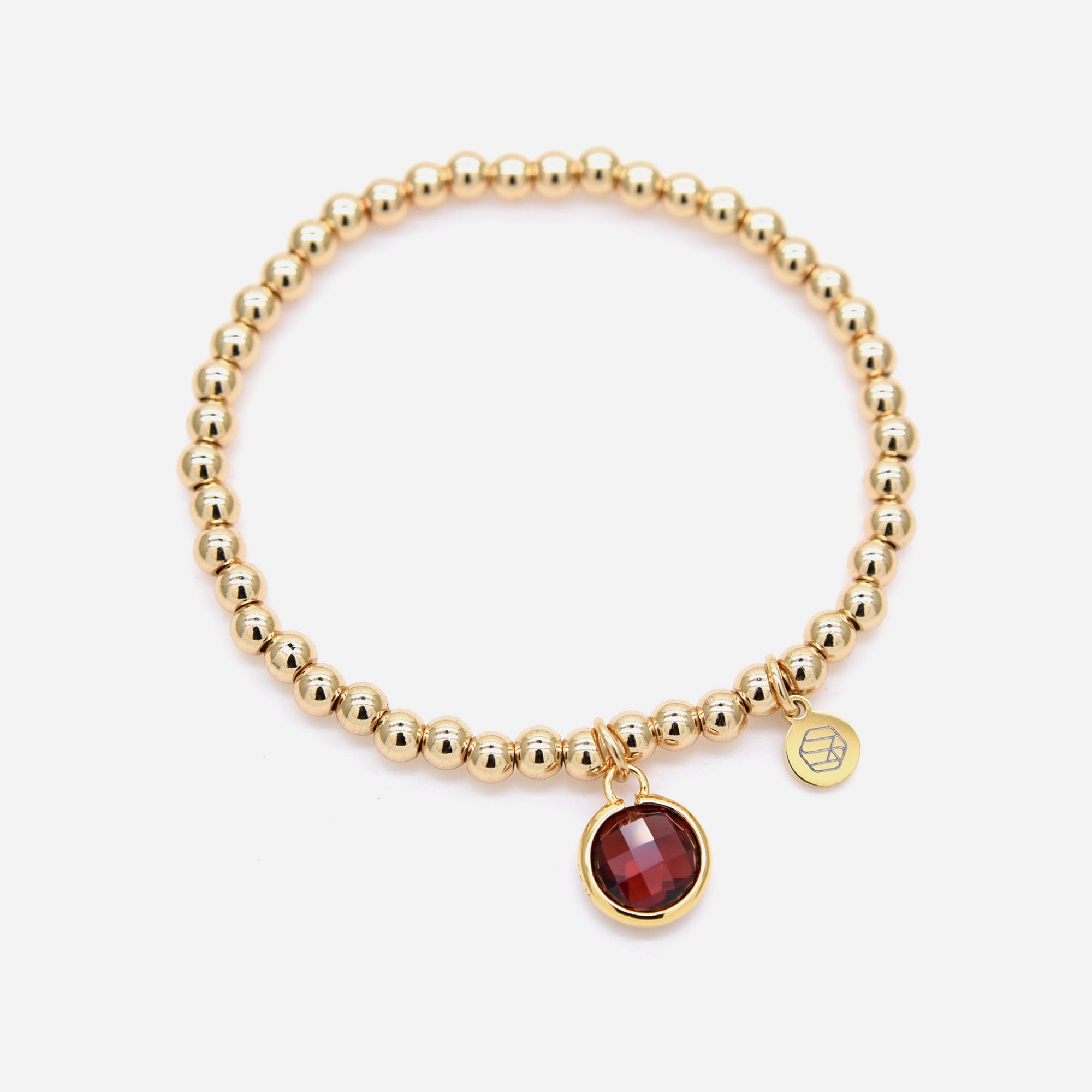 Garnet Birthstone Beaded Bracelet