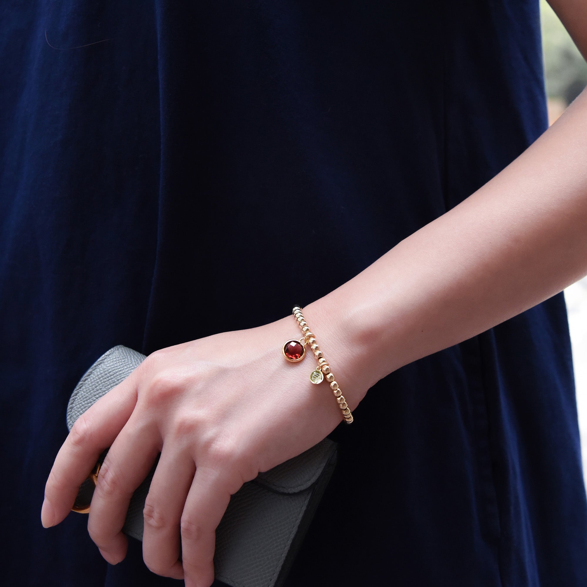 Garnet Birthstone Beaded Bracelet