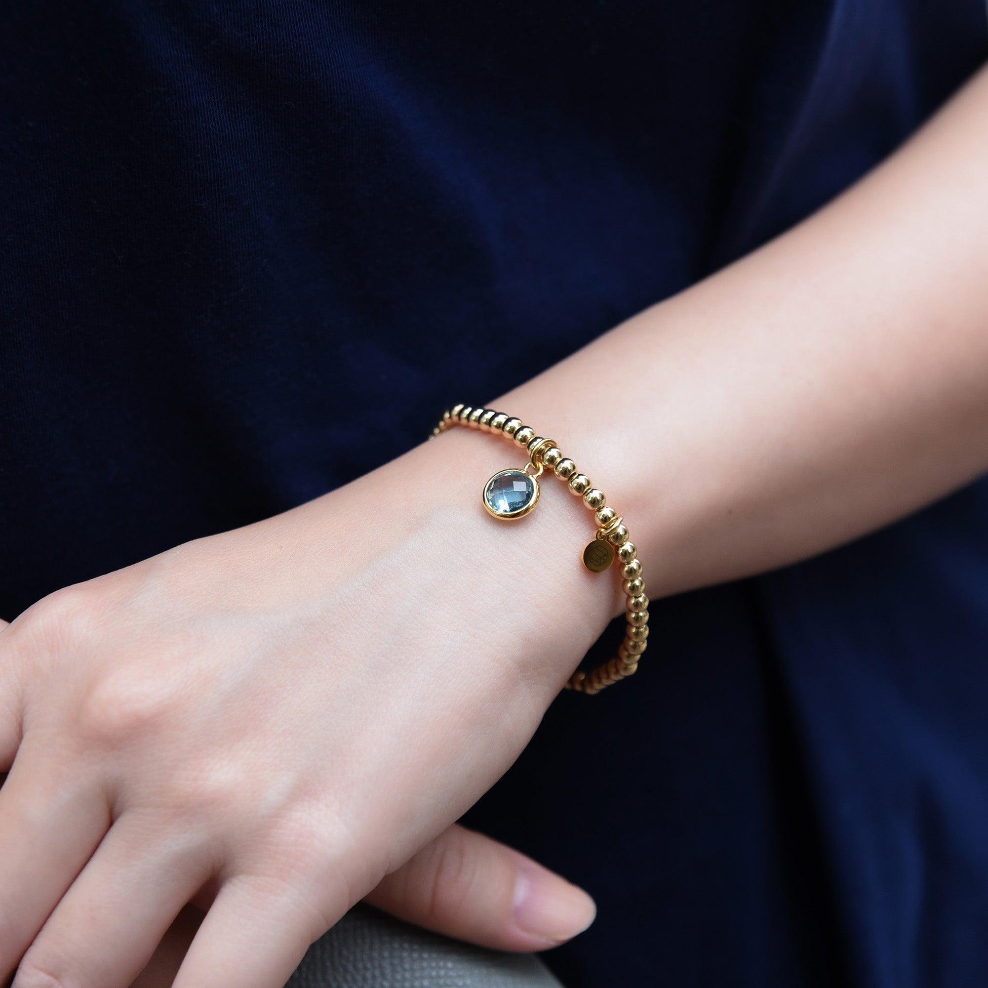 Gold tone sky blue block stone bracelets dj-43816 – dreamjwell