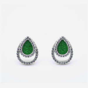 AQUA 水 Earring Studs in Green Jade