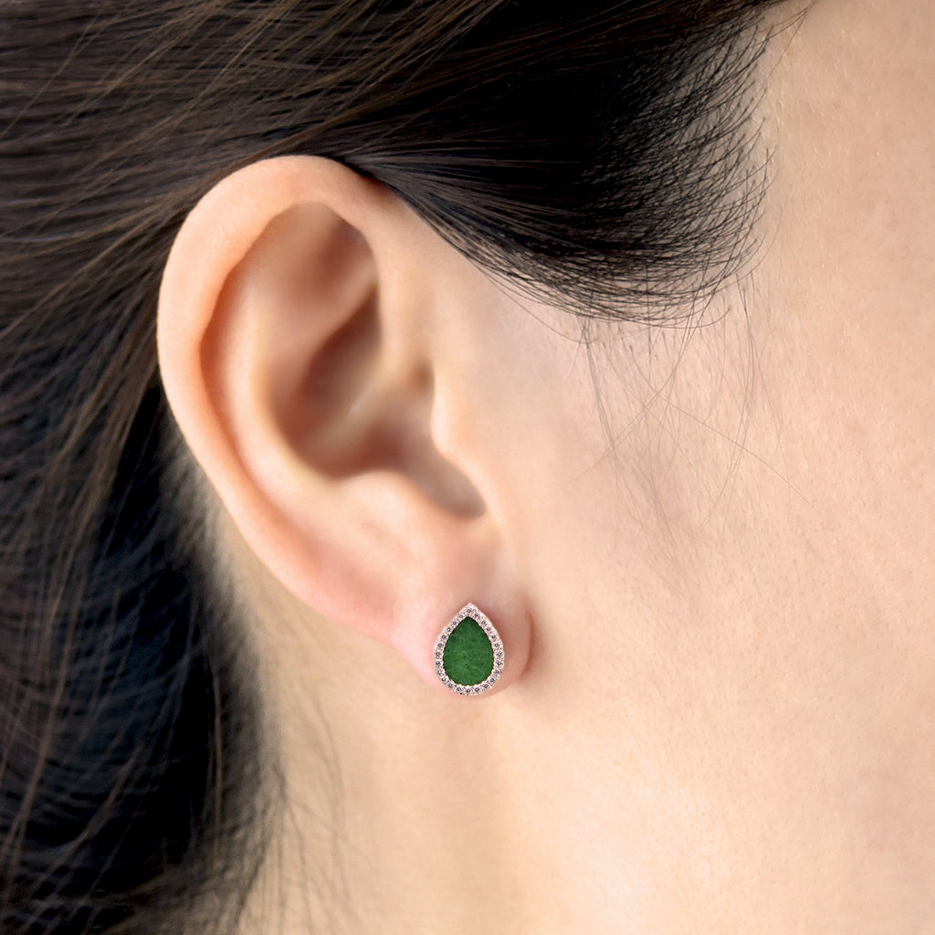 AQUA 水 Earring Studs in Green Jade