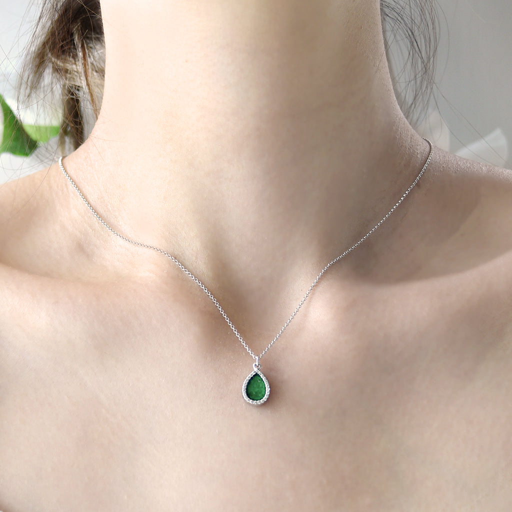 AQUA 水 Necklace in Green Jade