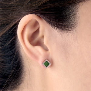 TERRA 方 Earring Studs in Green Jade
