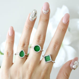 Natural green jade ring in modern style