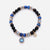 Kyanite Moonstone Black Obsidian Beaded Bracelet w/ Birthstone Charm