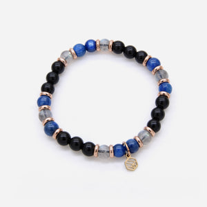 Kyanite Moonstone Black Obsidian Beaded Bracelet