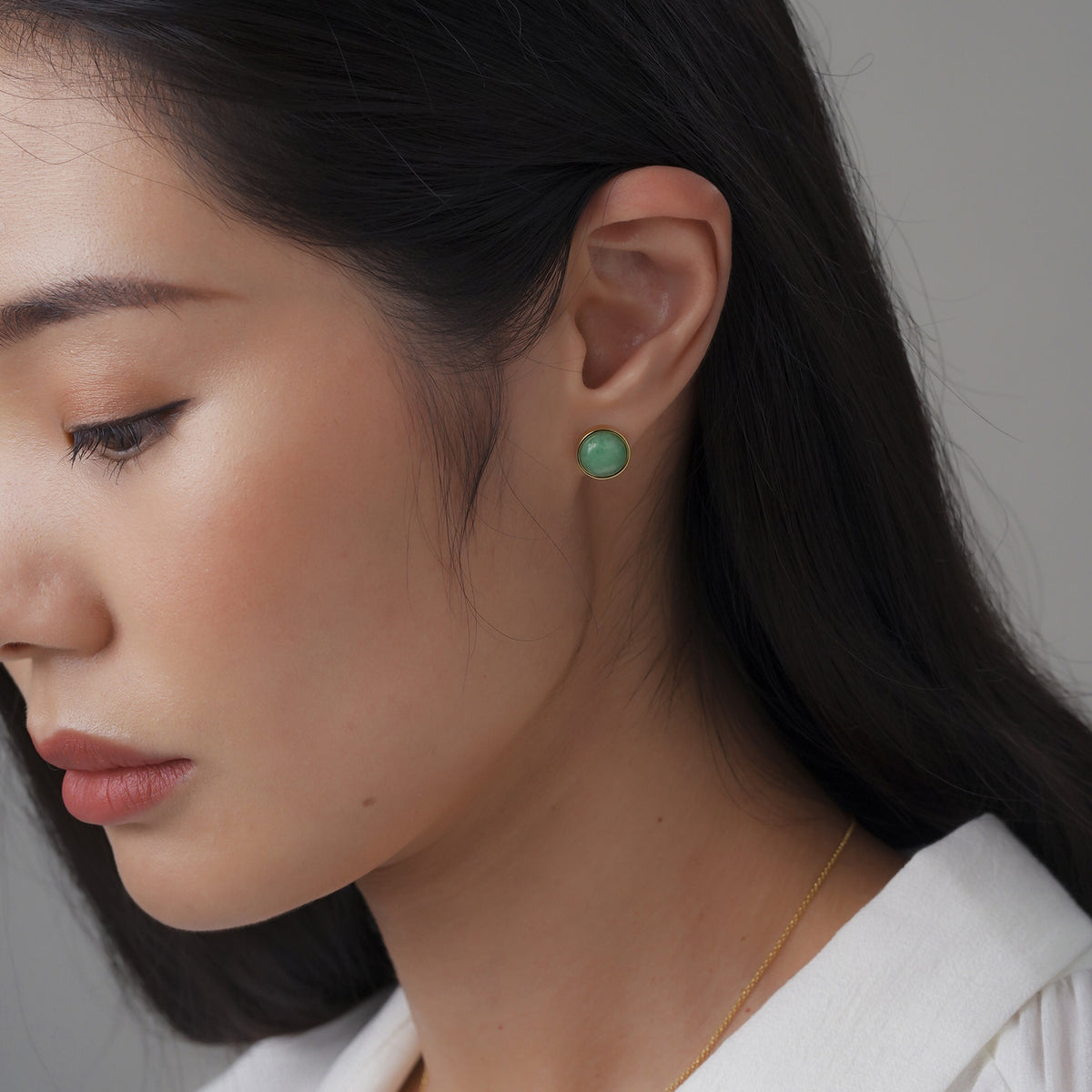 EDEN 悅 Earring Studs in Apple Green Jade