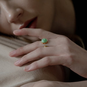 EDEN 悅 Open Ring in Apple Green Jade