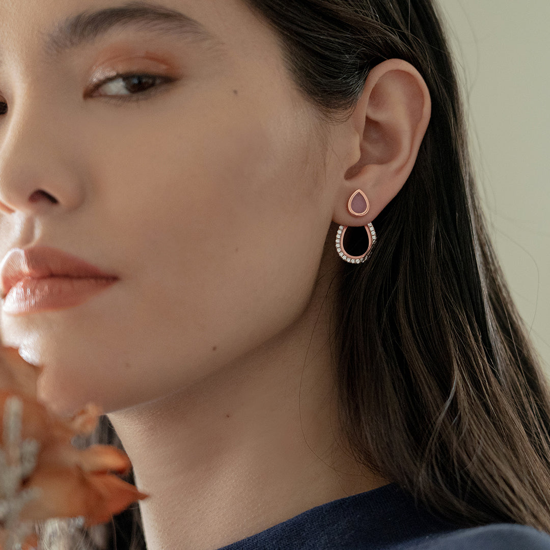 AQUA 水 Earring Studs in Lavender Jade