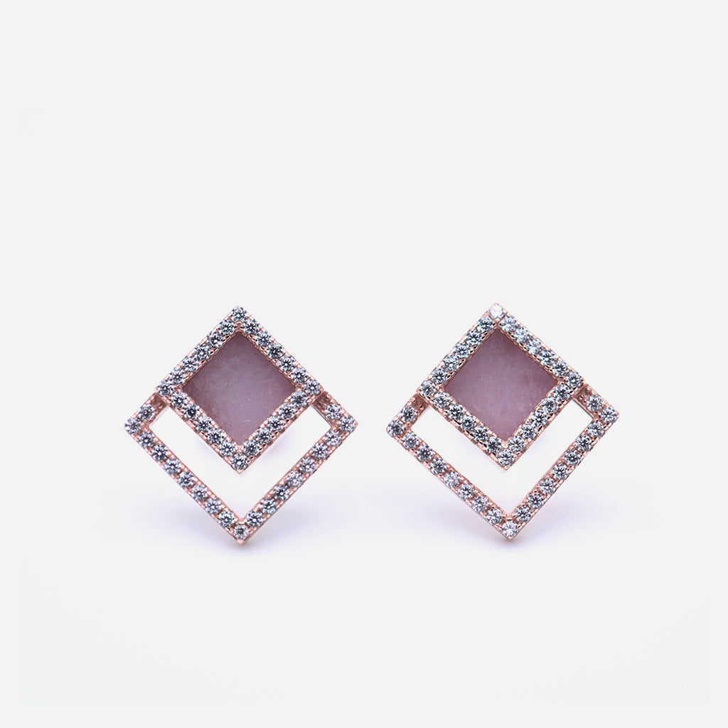 TERRA 方 Earring Studs in Lavender Jade