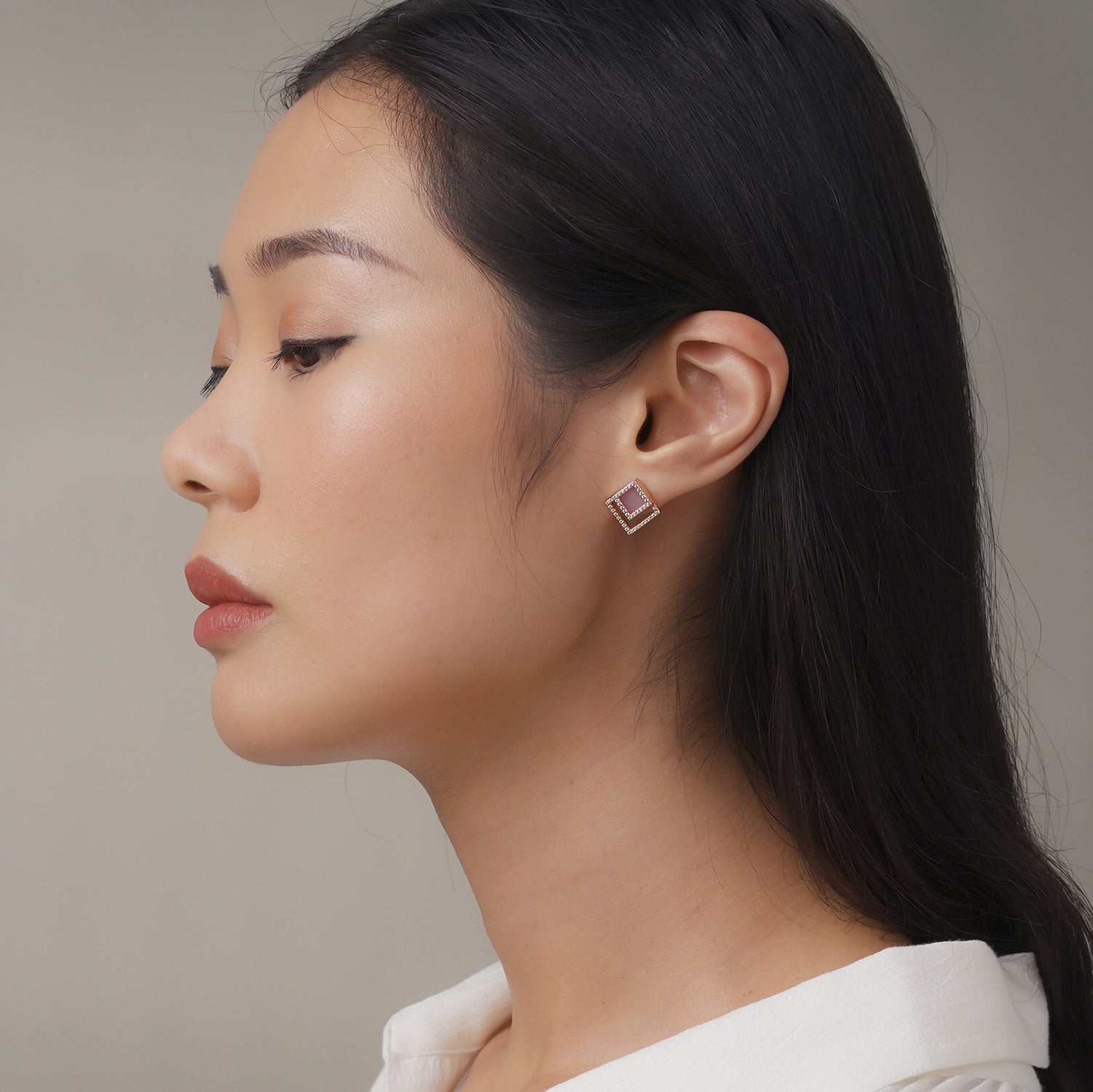 TERRA 方 Earring Studs in Lavender Jade