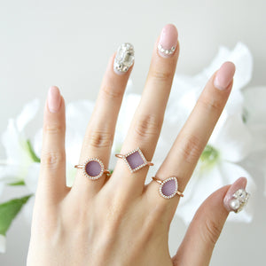 Natural lavender jade ring by Jadeite Atelier