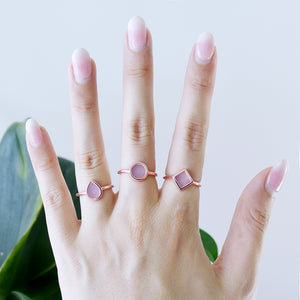 Natural lavender jade ring stackable by Jadeite Atelier