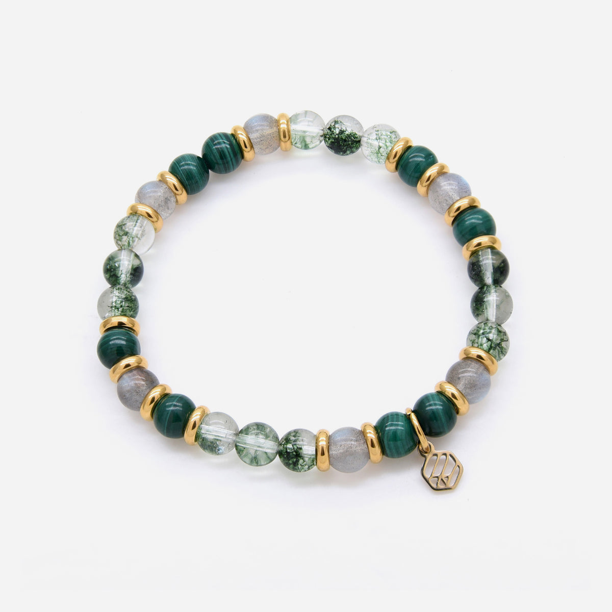 Malachite Moonstone Green Phantom Beaded Bracelet