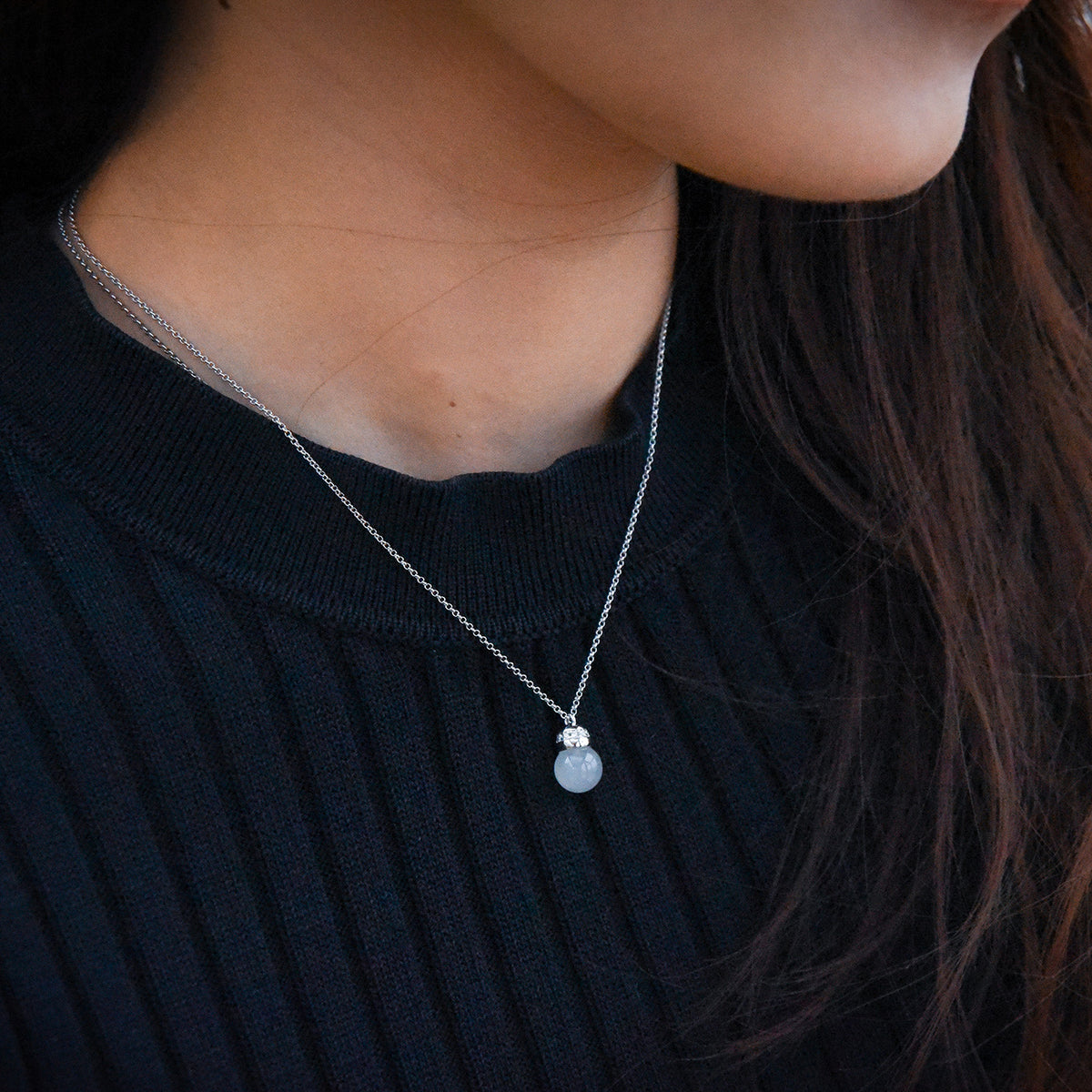 EDEN 悅 Bead Necklace in Ice White Jade