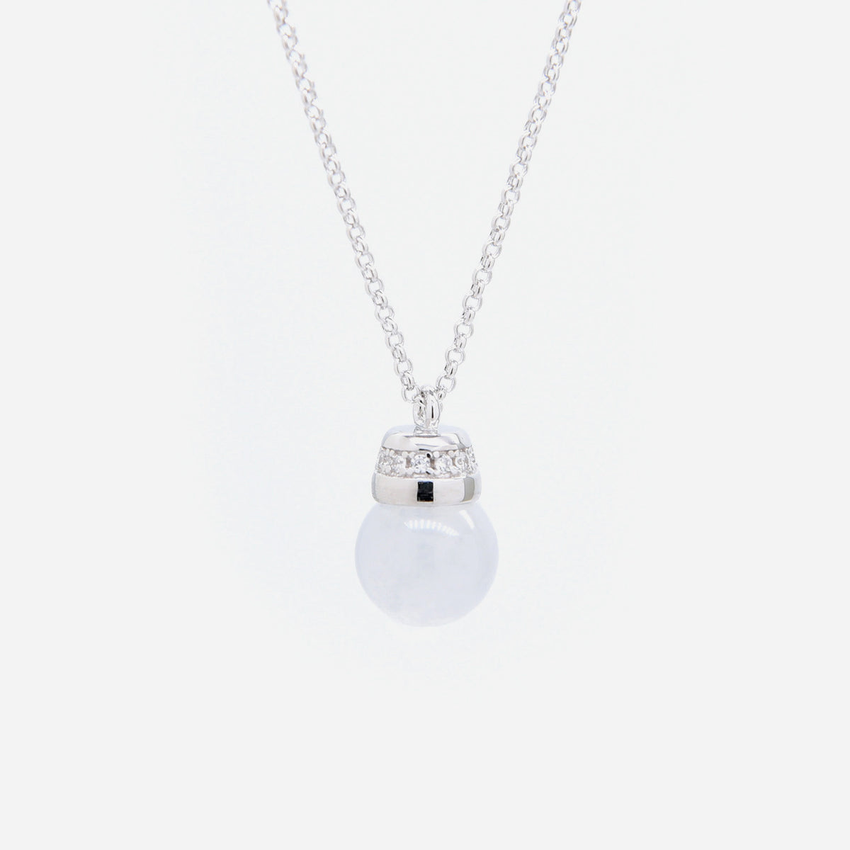 EDEN 悅 Bead Necklace in Ice White Jade