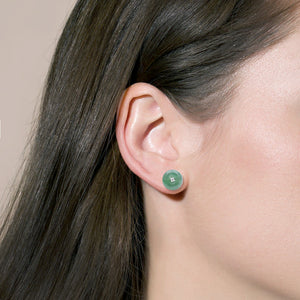 Natural light green jade white gold earring studs by Jadeite Atelier